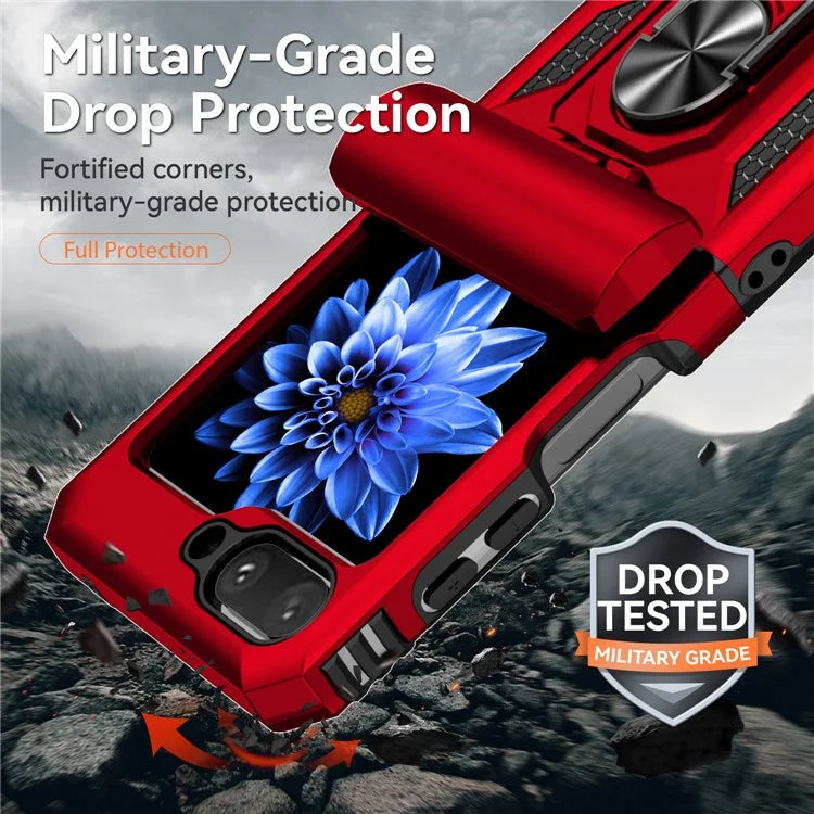 For Samsung Galaxy Z Flip5 5G Case PC+TPU Anti-fall Ring Kickstand Phone Case