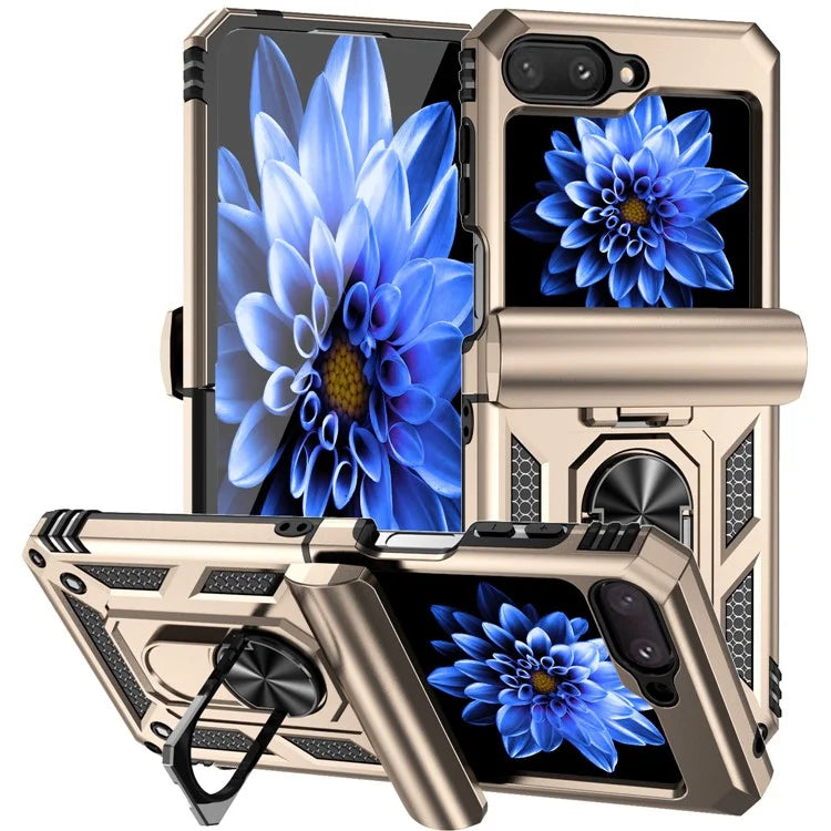 For Samsung Galaxy Z Flip5 5G Case PC+TPU Anti-fall Ring Kickstand Phone Case