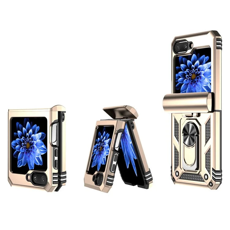 For Samsung Galaxy Z Flip5 5G Case PC+TPU Anti-fall Ring Kickstand Phone Case