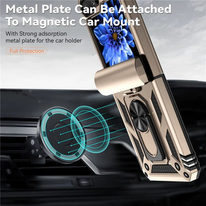 For Samsung Galaxy Z Flip5 5G Case PC+TPU Anti-fall Ring Kickstand Phone Case