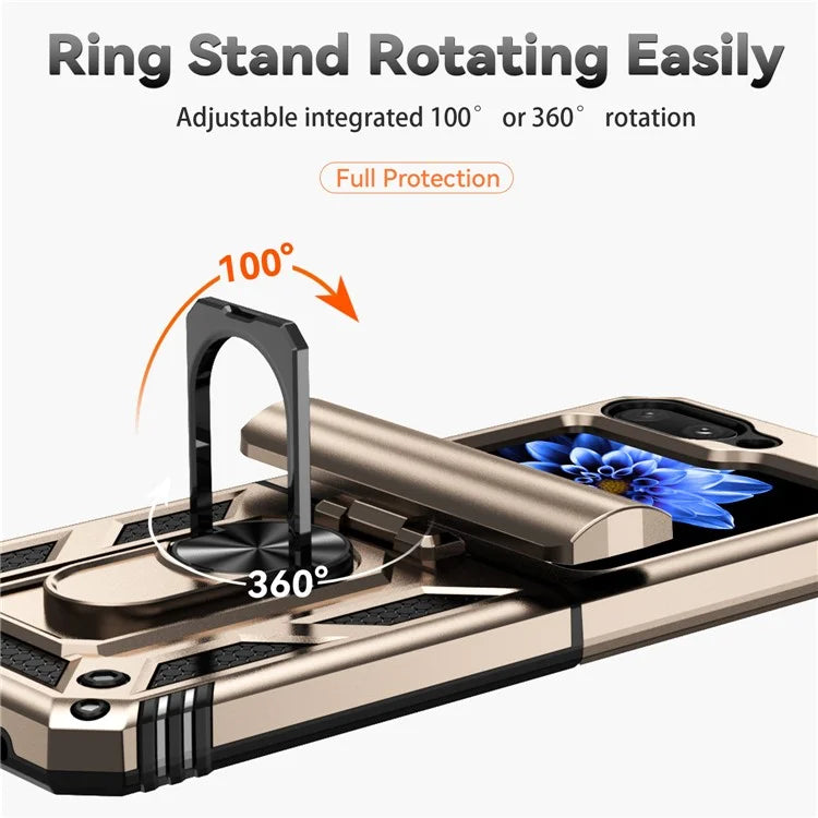 For Samsung Galaxy Z Flip5 5G Case PC+TPU Anti-fall Ring Kickstand Phone Case