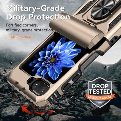 For Samsung Galaxy Z Flip5 5G Case PC+TPU Anti-fall Ring Kickstand Phone Case