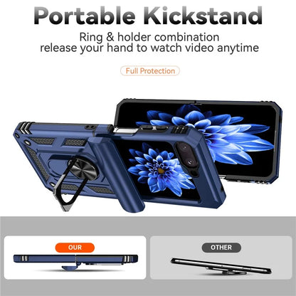 For Samsung Galaxy Z Flip5 5G Case PC+TPU Anti-fall Ring Kickstand Phone Case