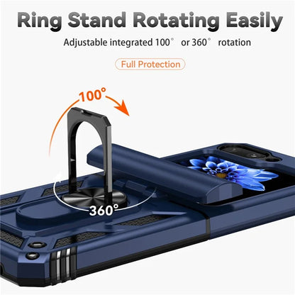 For Samsung Galaxy Z Flip5 5G Case PC+TPU Anti-fall Ring Kickstand Phone Case