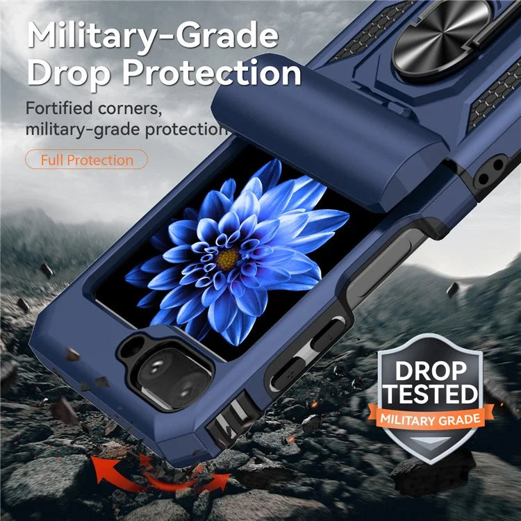 For Samsung Galaxy Z Flip5 5G Case PC+TPU Anti-fall Ring Kickstand Phone Case