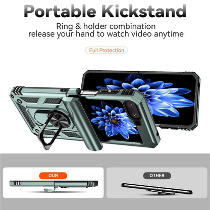 For Samsung Galaxy Z Flip5 5G Case PC+TPU Anti-fall Ring Kickstand Phone Case