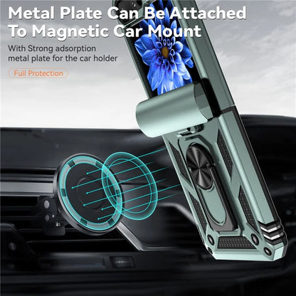 For Samsung Galaxy Z Flip5 5G Case PC+TPU Anti-fall Ring Kickstand Phone Case