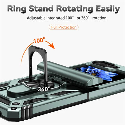 For Samsung Galaxy Z Flip5 5G Case PC+TPU Anti-fall Ring Kickstand Phone Case