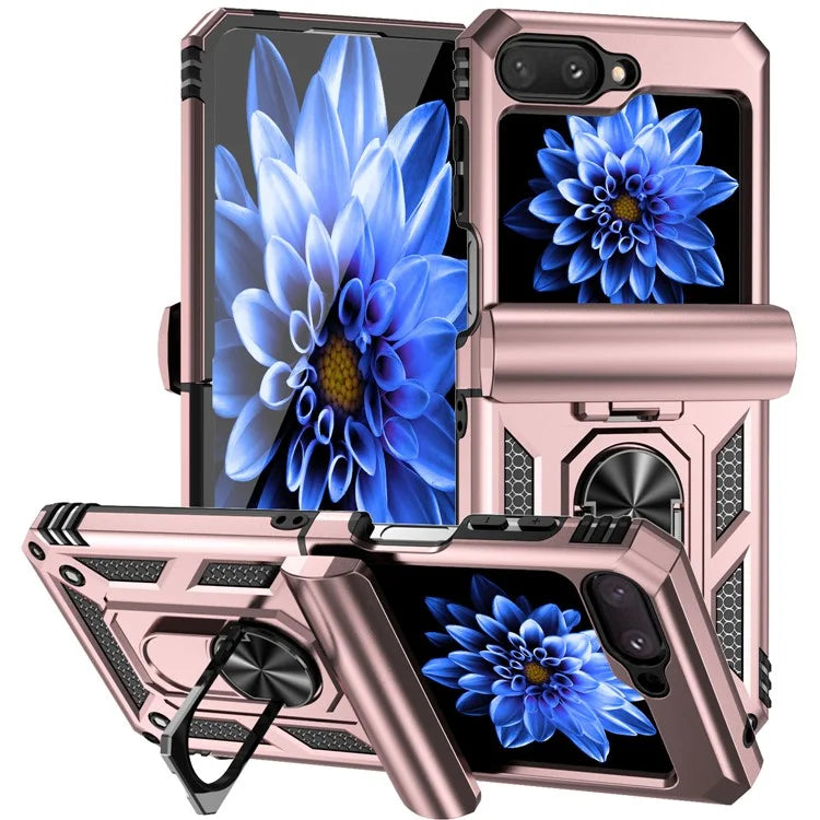 For Samsung Galaxy Z Flip5 5G Case PC+TPU Anti-fall Ring Kickstand Phone Case