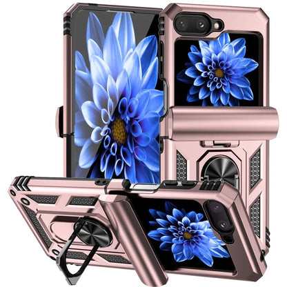 For Samsung Galaxy Z Flip5 5G Case PC+TPU Anti-fall Ring Kickstand Phone Case