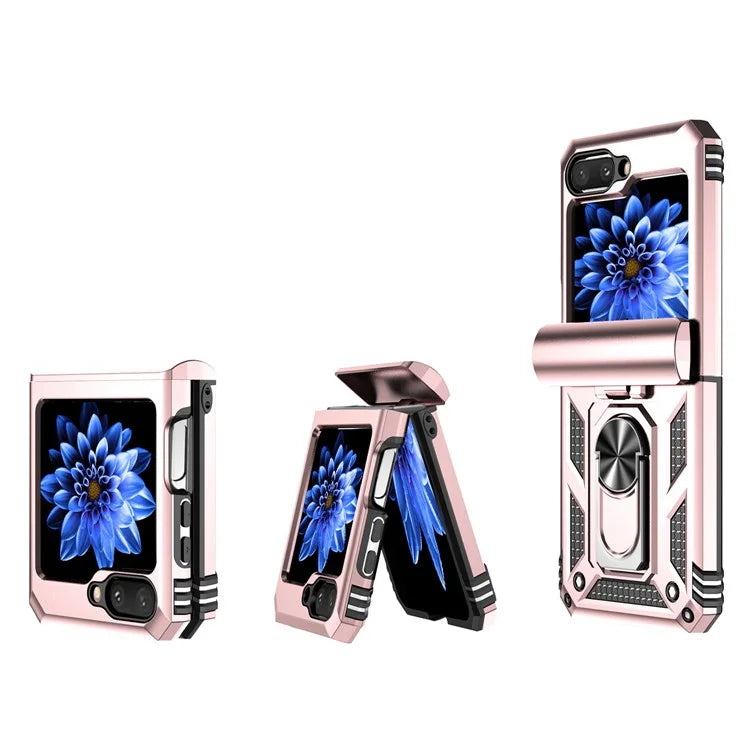 For Samsung Galaxy Z Flip5 5G Case PC+TPU Anti-fall Ring Kickstand Phone Case