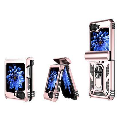 For Samsung Galaxy Z Flip5 5G Case PC+TPU Anti-fall Ring Kickstand Phone Case