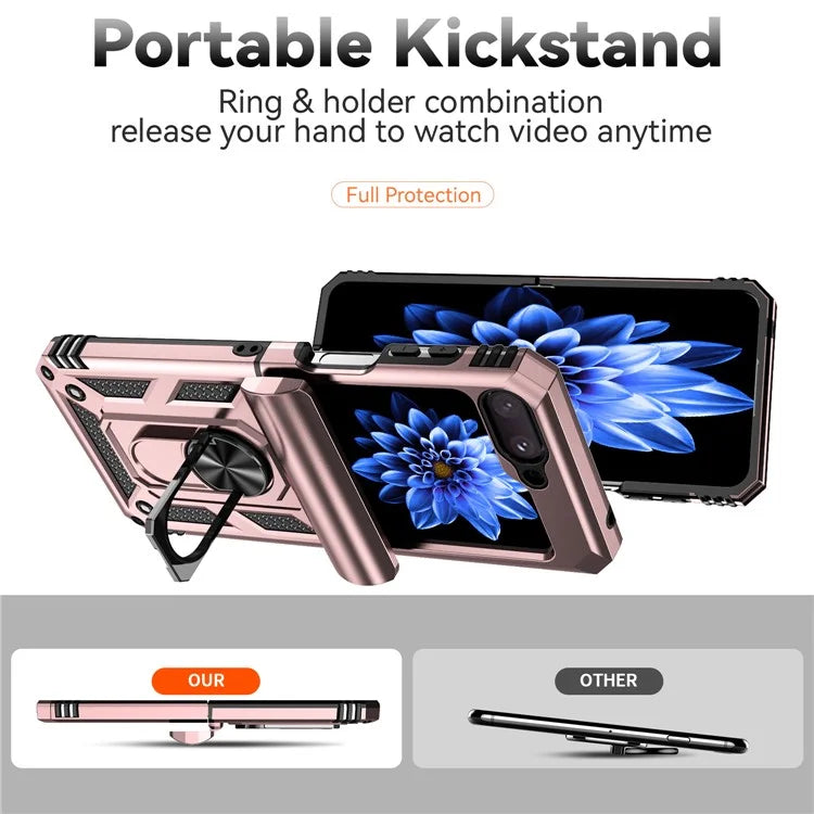 For Samsung Galaxy Z Flip5 5G Case PC+TPU Anti-fall Ring Kickstand Phone Case