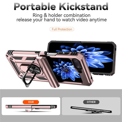 For Samsung Galaxy Z Flip5 5G Case PC+TPU Anti-fall Ring Kickstand Phone Case
