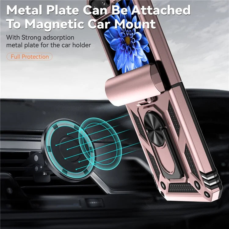 For Samsung Galaxy Z Flip5 5G Case PC+TPU Anti-fall Ring Kickstand Phone Case