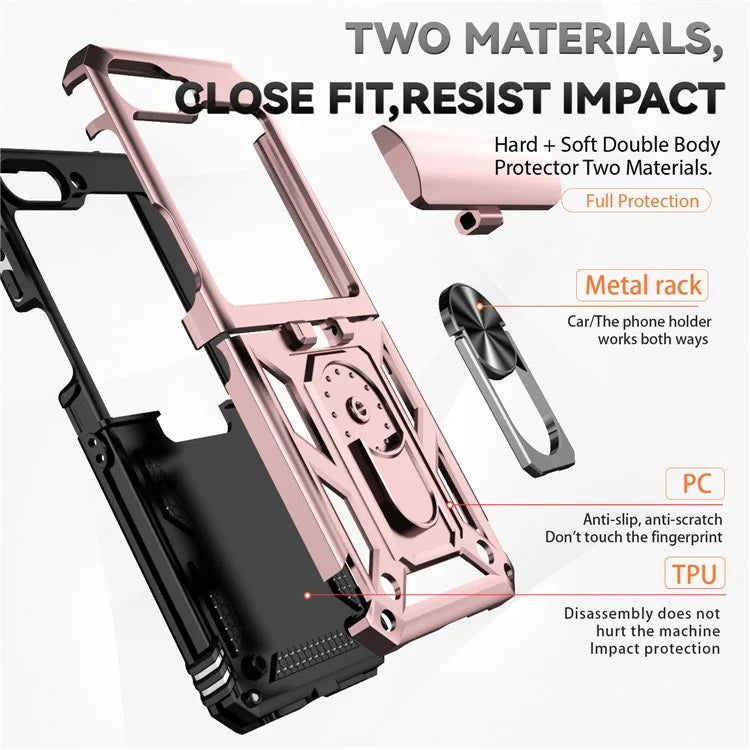 For Samsung Galaxy Z Flip5 5G Case PC+TPU Anti-fall Ring Kickstand Phone Case