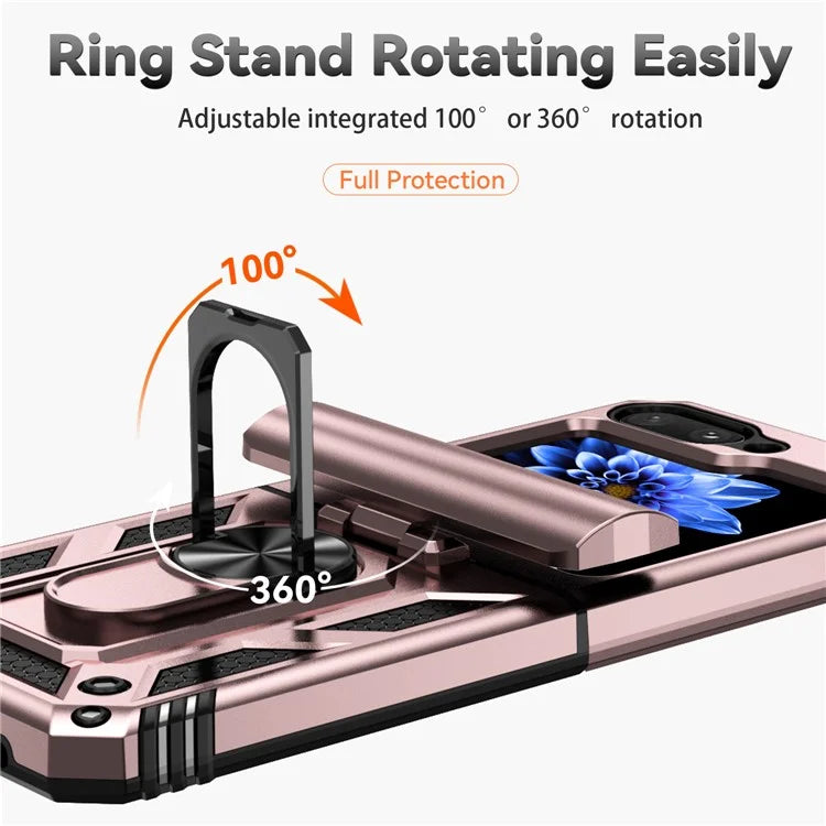 For Samsung Galaxy Z Flip5 5G Case PC+TPU Anti-fall Ring Kickstand Phone Case