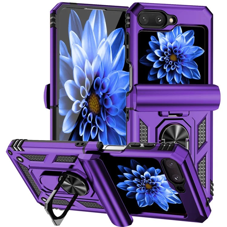 For Samsung Galaxy Z Flip5 5G Case PC+TPU Anti-fall Ring Kickstand Phone Case