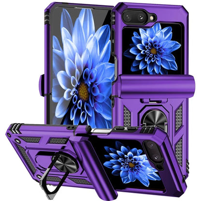 For Samsung Galaxy Z Flip5 5G Case PC+TPU Anti-fall Ring Kickstand Phone Case