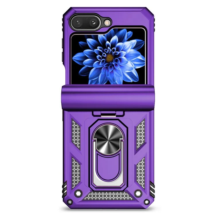 For Samsung Galaxy Z Flip5 5G Case PC+TPU Anti-fall Ring Kickstand Phone Case