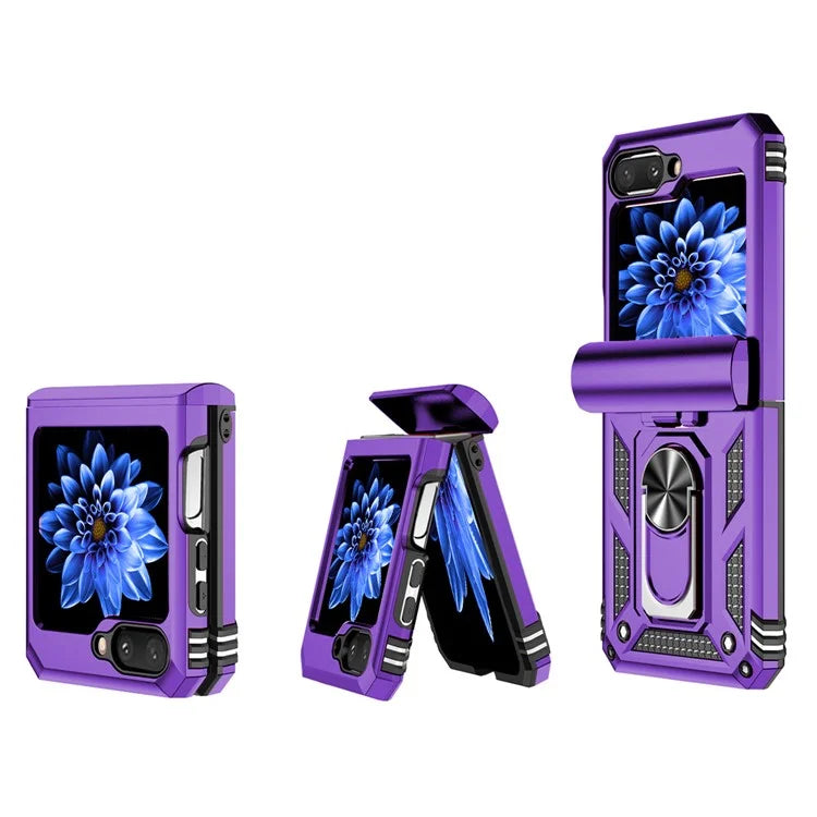 For Samsung Galaxy Z Flip5 5G Case PC+TPU Anti-fall Ring Kickstand Phone Case