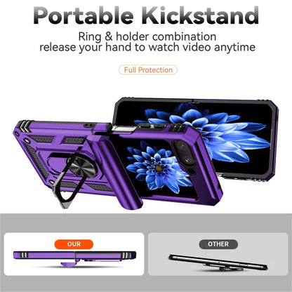 For Samsung Galaxy Z Flip5 5G Case PC+TPU Anti-fall Ring Kickstand Phone Case