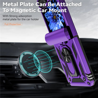 For Samsung Galaxy Z Flip5 5G Case PC+TPU Anti-fall Ring Kickstand Phone Case