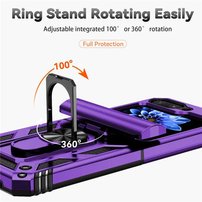 For Samsung Galaxy Z Flip5 5G Case PC+TPU Anti-fall Ring Kickstand Phone Case