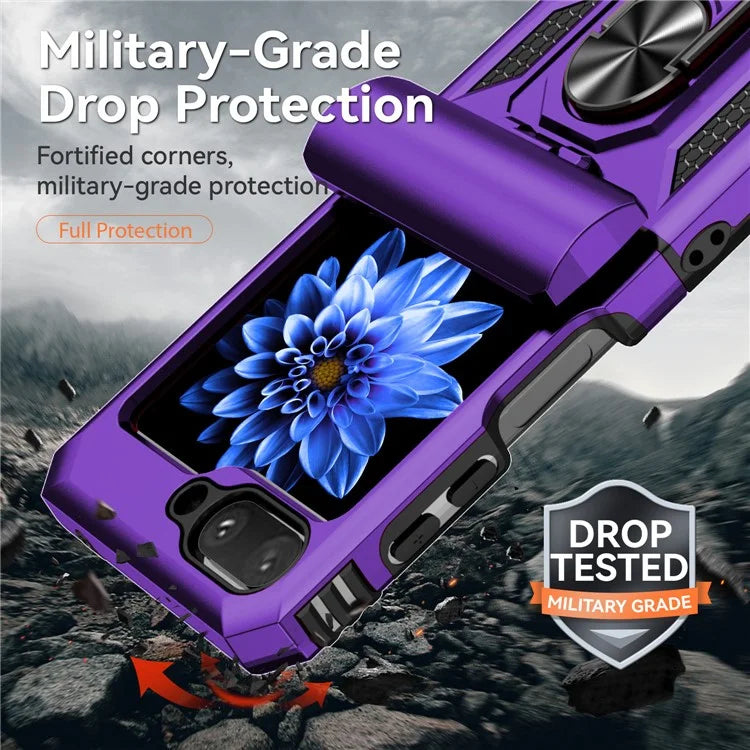 For Samsung Galaxy Z Flip5 5G Case PC+TPU Anti-fall Ring Kickstand Phone Case