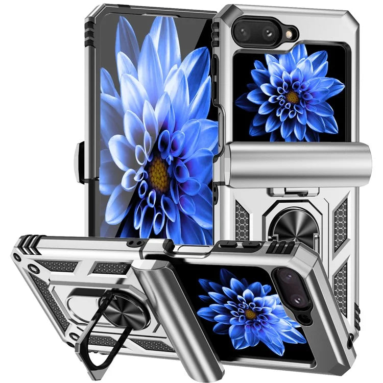 For Samsung Galaxy Z Flip5 5G Case PC+TPU Anti-fall Ring Kickstand Phone Case