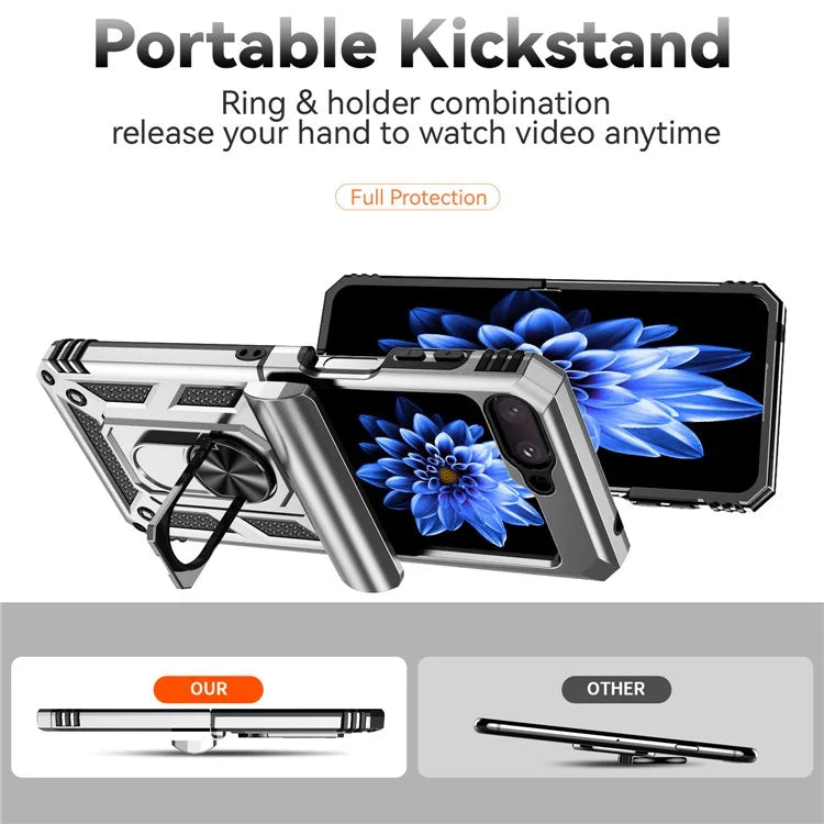 For Samsung Galaxy Z Flip5 5G Case PC+TPU Anti-fall Ring Kickstand Phone Case