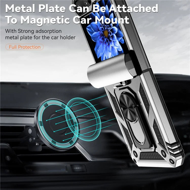 For Samsung Galaxy Z Flip5 5G Case PC+TPU Anti-fall Ring Kickstand Phone Case