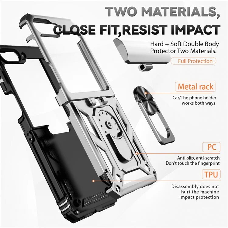 For Samsung Galaxy Z Flip5 5G Case PC+TPU Anti-fall Ring Kickstand Phone Case