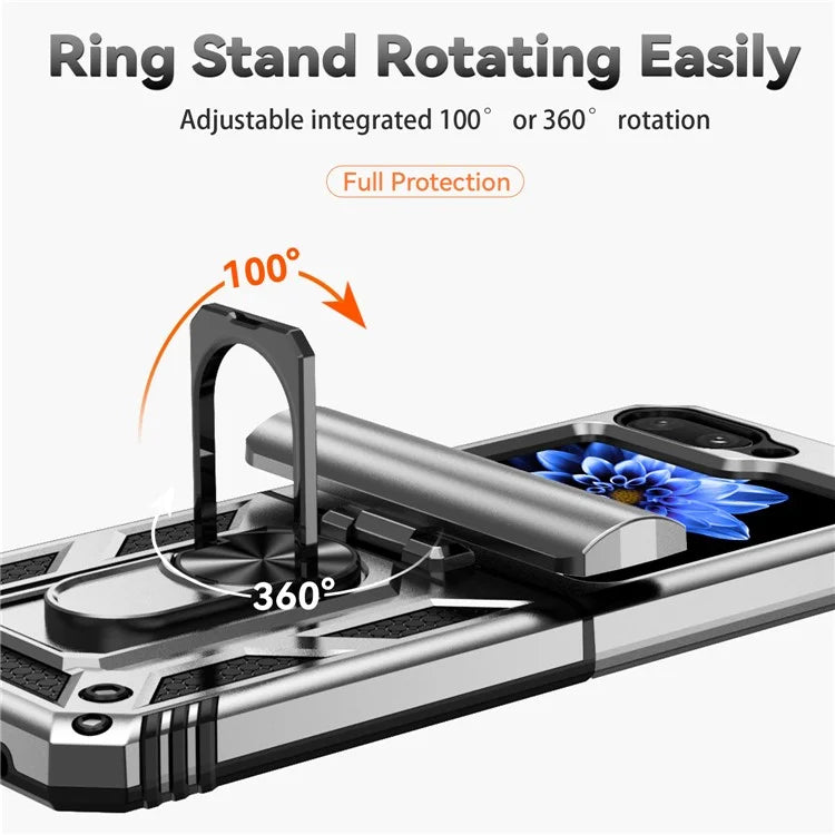 For Samsung Galaxy Z Flip5 5G Case PC+TPU Anti-fall Ring Kickstand Phone Case