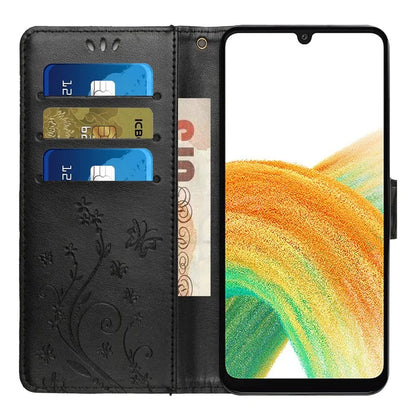 For Samsung Galaxy A25 5G (Global) (161.0 x 76.5 x 8.3mm) Case Butterfly Imprint Wallet PU Leather Phone Cover