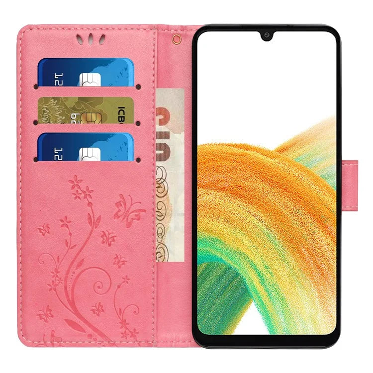For Samsung Galaxy A25 5G (Global) (161.0 x 76.5 x 8.3mm) Case Butterfly Imprint Wallet PU Leather Phone Cover