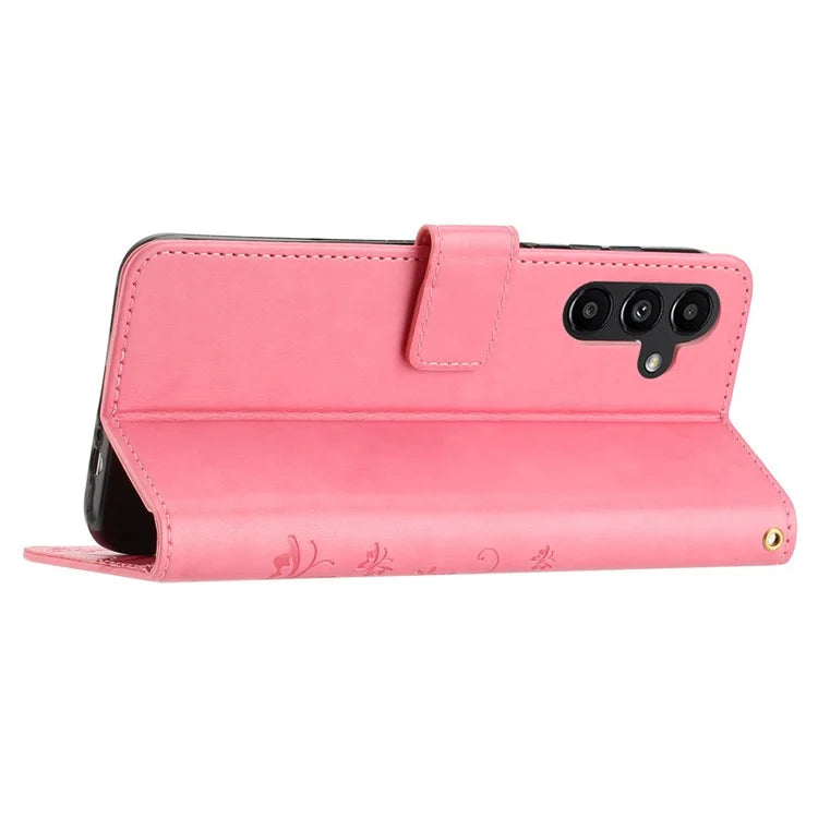 For Samsung Galaxy A25 5G (Global) (161.0 x 76.5 x 8.3mm) Case Butterfly Imprint Wallet PU Leather Phone Cover