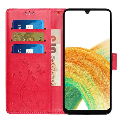 For Samsung Galaxy A25 5G (Global) (161.0 x 76.5 x 8.3mm) Case Butterfly Imprint Wallet PU Leather Phone Cover