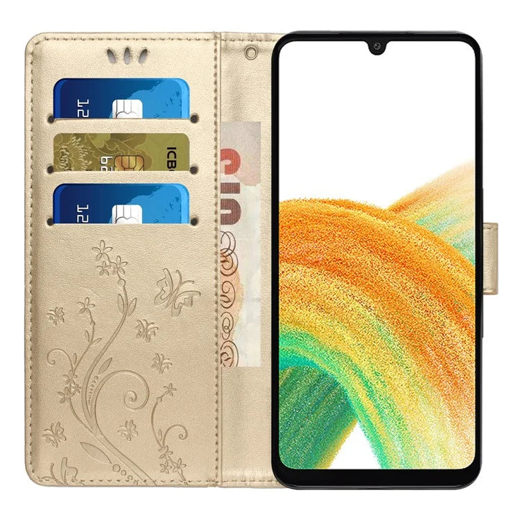 For Samsung Galaxy A25 5G (Global) (161.0 x 76.5 x 8.3mm) Case Butterfly Imprint Wallet PU Leather Phone Cover