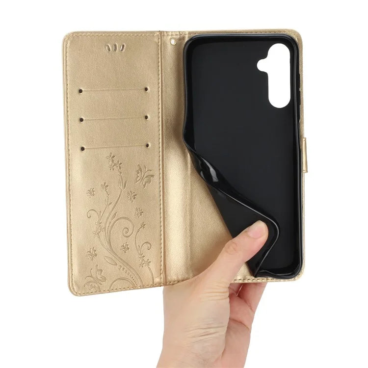 For Samsung Galaxy A25 5G (Global) (161.0 x 76.5 x 8.3mm) Case Butterfly Imprint Wallet PU Leather Phone Cover