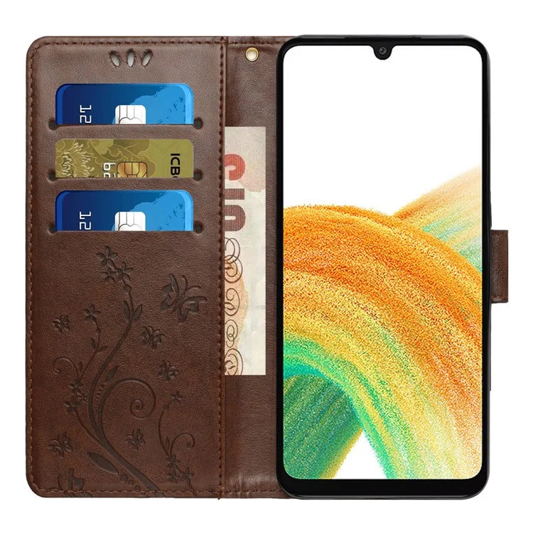 For Samsung Galaxy A25 5G (Global) (161.0 x 76.5 x 8.3mm) Case Butterfly Imprint Wallet PU Leather Phone Cover