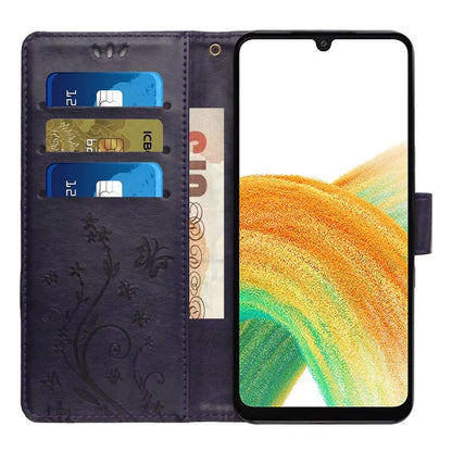 For Samsung Galaxy A25 5G (Global) (161.0 x 76.5 x 8.3mm) Case Butterfly Imprint Wallet PU Leather Phone Cover