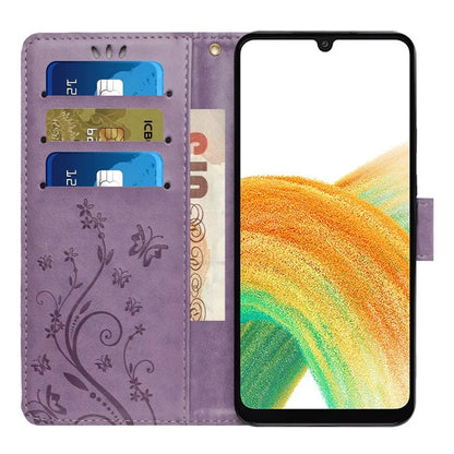 For Samsung Galaxy A25 5G (Global) (161.0 x 76.5 x 8.3mm) Case Butterfly Imprint Wallet PU Leather Phone Cover