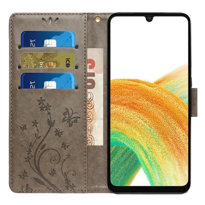 For Samsung Galaxy A25 5G (Global) (161.0 x 76.5 x 8.3mm) Case Butterfly Imprint Wallet PU Leather Phone Cover