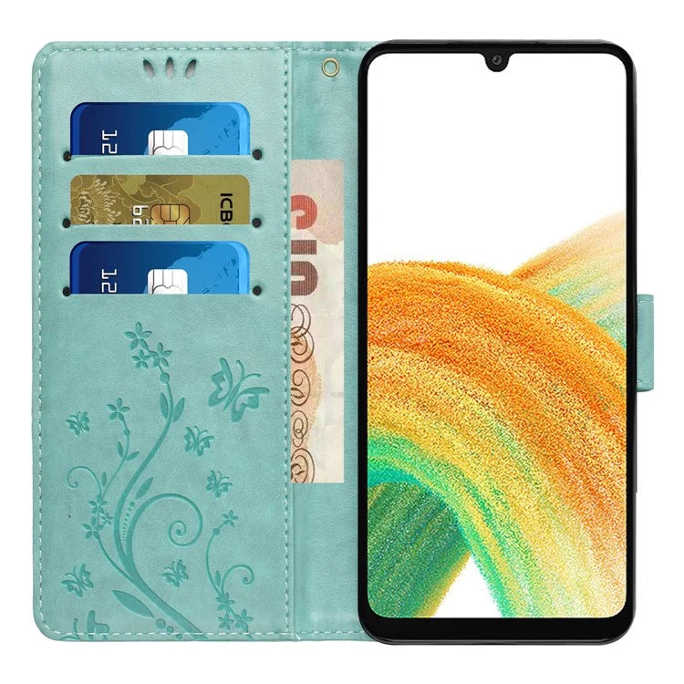 For Samsung Galaxy A25 5G (Global) (161.0 x 76.5 x 8.3mm) Case Butterfly Imprint Wallet PU Leather Phone Cover