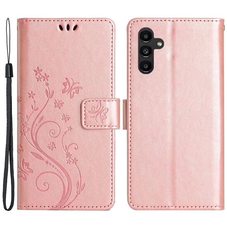 For Samsung Galaxy A25 5G (Global) (161.0 x 76.5 x 8.3mm) Case Butterfly Imprint Wallet PU Leather Phone Cover