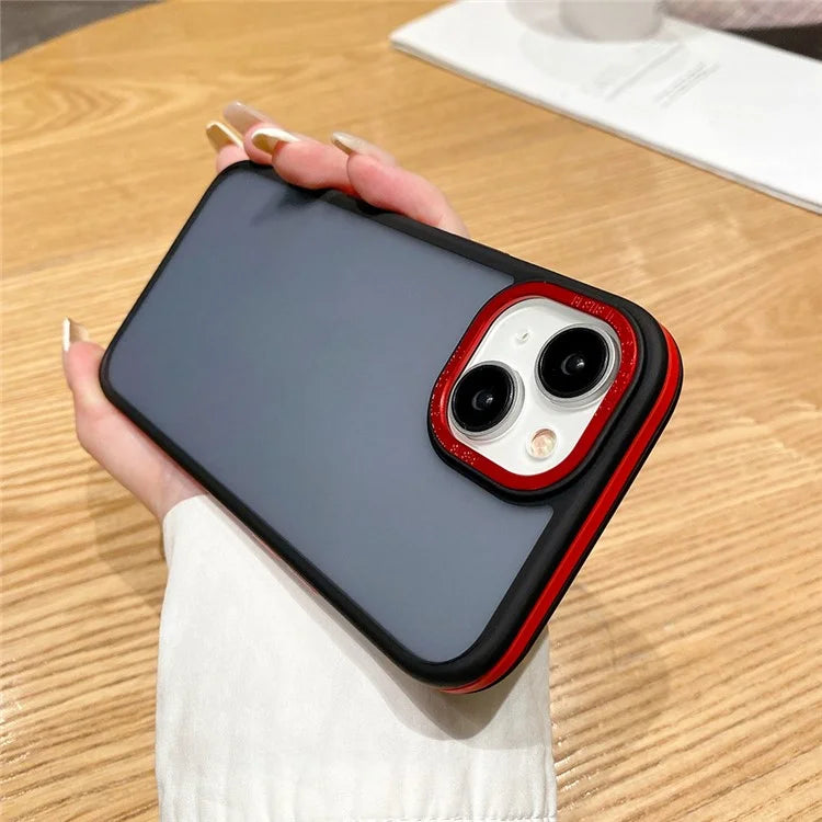 For iPhone 15 Plus Case Aluminum Alloy Camera Frame Dual Color Matte TPU+PC Phone Cover
