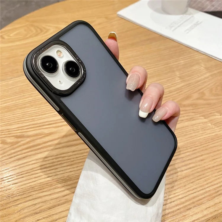 For iPhone 15 Plus Case Aluminum Alloy Camera Frame Dual Color Matte TPU+PC Phone Cover