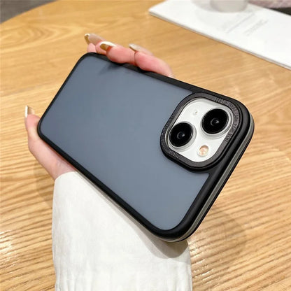 For iPhone 15 Plus Case Aluminum Alloy Camera Frame Dual Color Matte TPU+PC Phone Cover