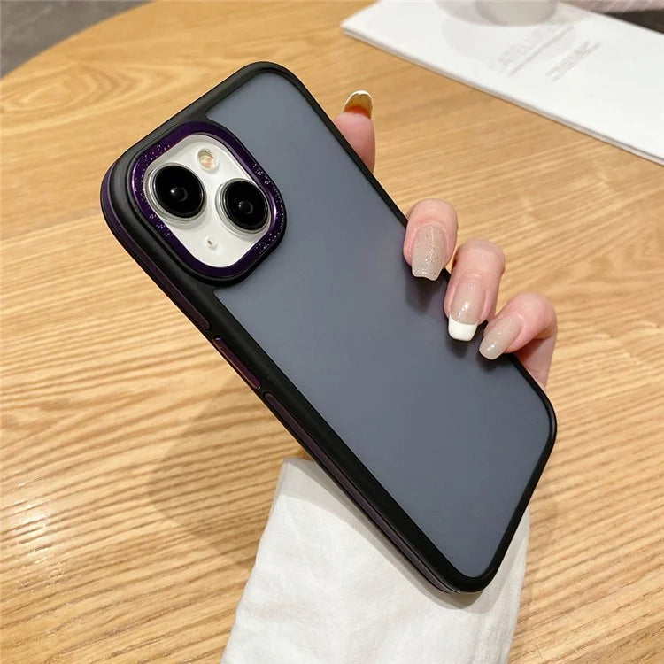 For iPhone 14 Plus Case Anti-fall Dual Color Matte TPU+PC Phone Cover
